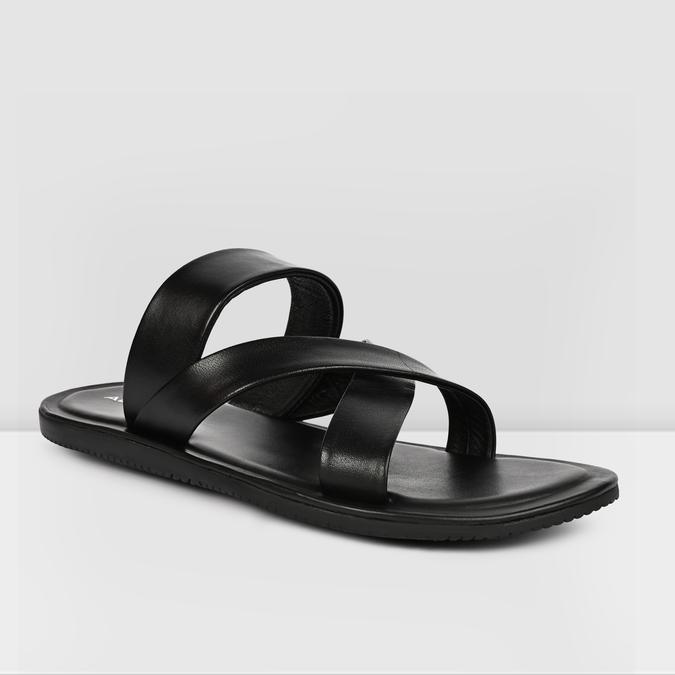 ZAHIR-IND Black Men Cross Strap Sandals
