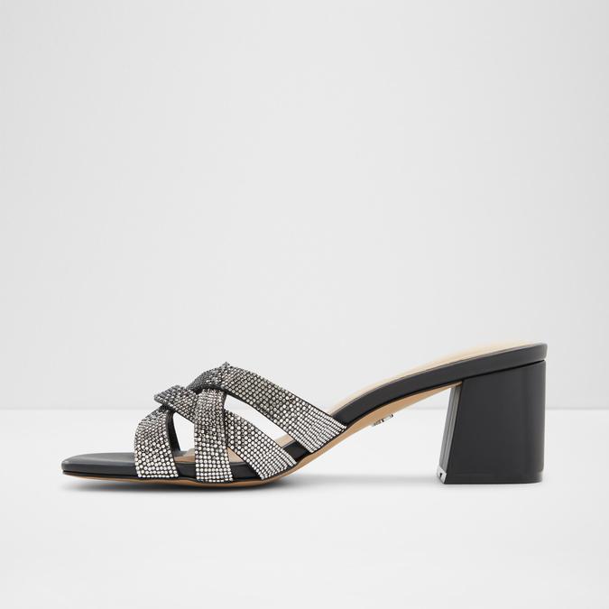 Curtsy Women's Black Block Heel Sandals image number 3