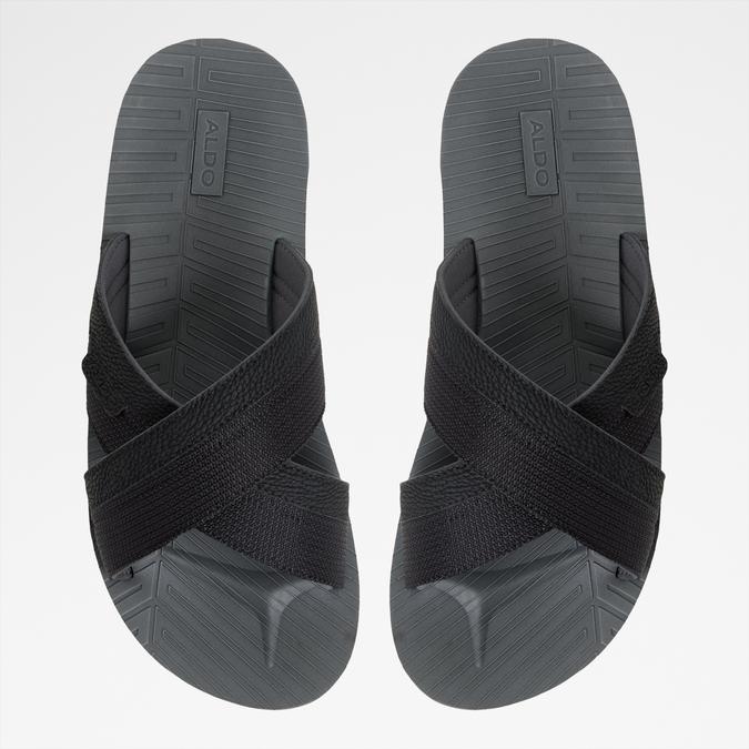 Totia-In Men's Black Cross Strap Sandals