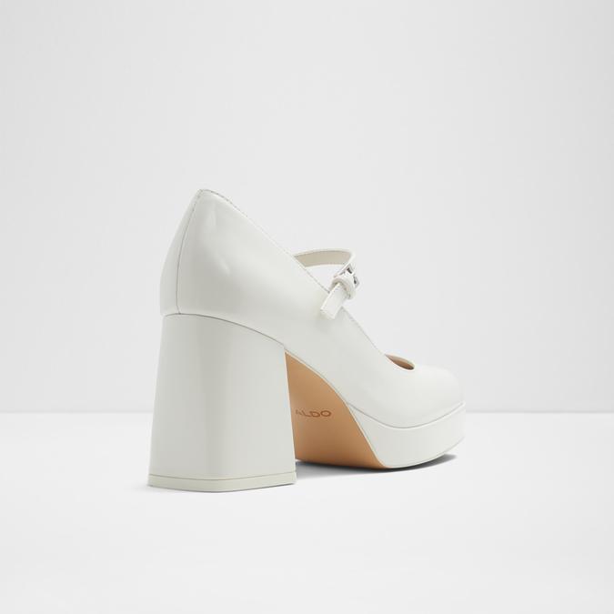 Trowe Women's White Block Heel Shoes image number 2