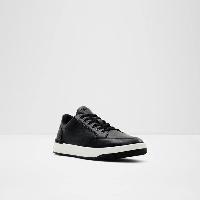 Mens black leather clearance low top sneakers