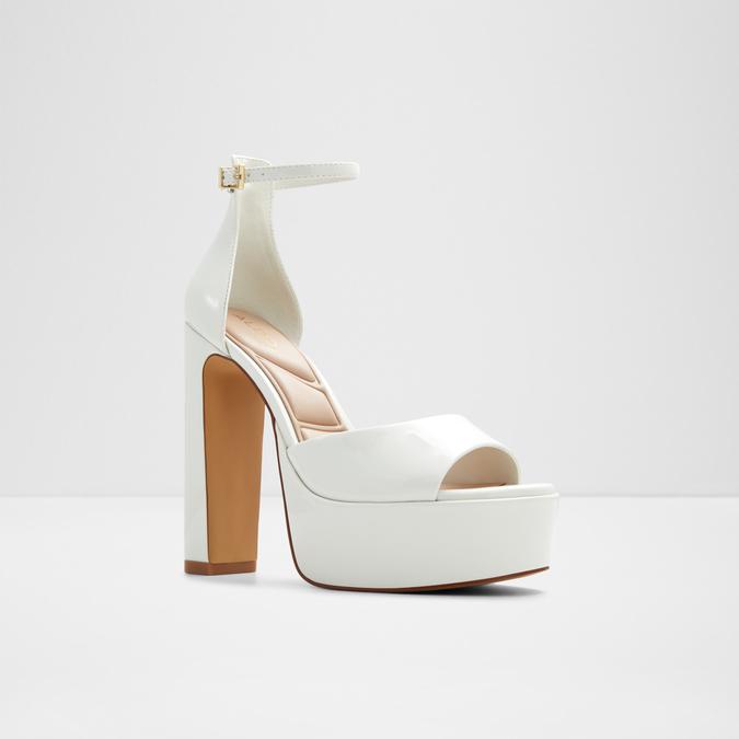 Nissa Women's White/Bone Block Heel Sandals image number 4