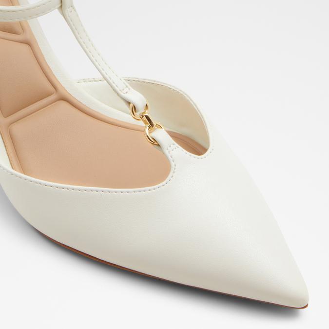 Crylla Women's White Block Heel Shoes image number 5