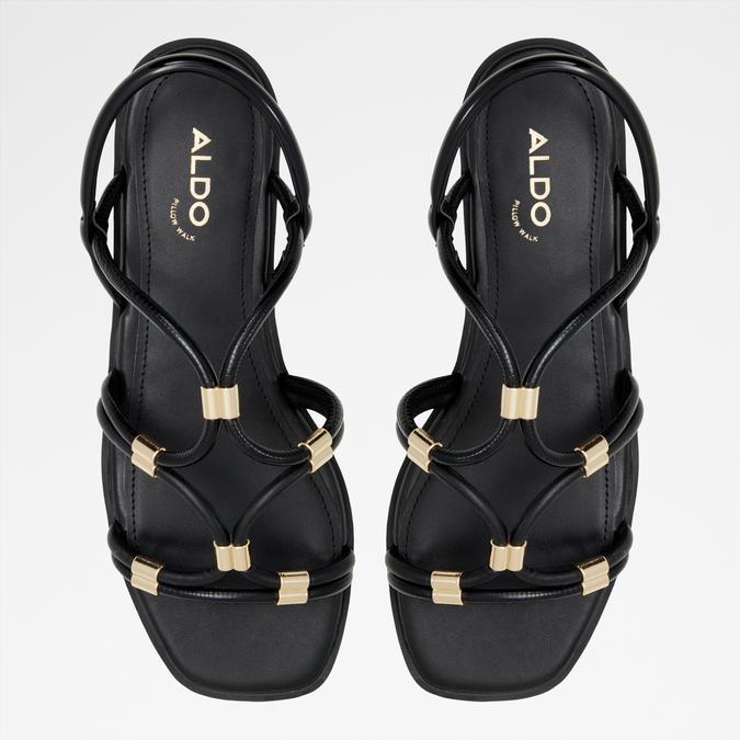 Bychan Women's Black Flat Sandals image number 1