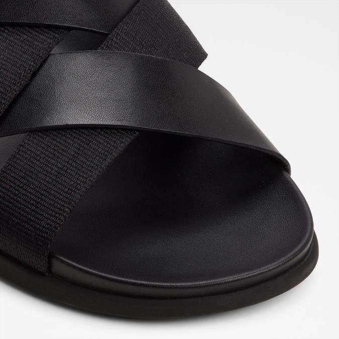FLORIAN Black Men Cross Strap Sandals image number 4