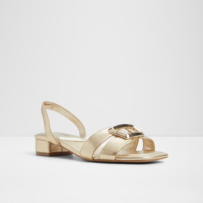 Alamaendar-In Women's Gold Block Heel Sandals image number 4