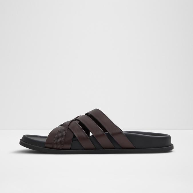 Eze Men's Brown Cross Strap Sandals image number 3