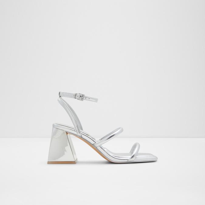 Silver block outlet sandal heels