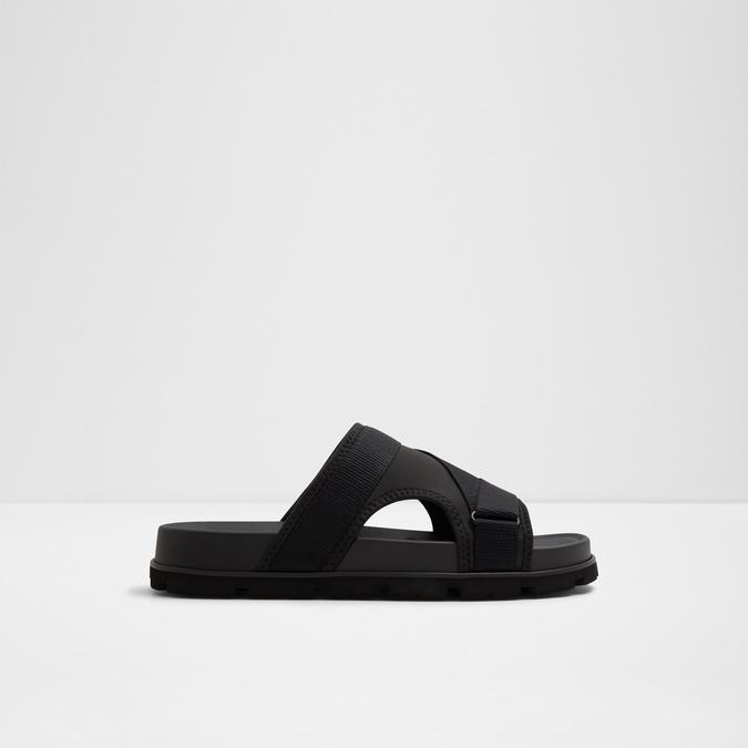 Deniels Men's Black Single Strap Sandals