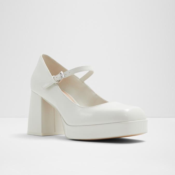 White mary jane block heel clearance