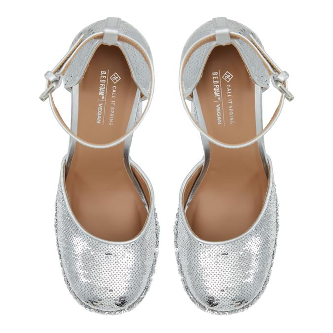 Anabelle Women's Silver Block Heel Shoes