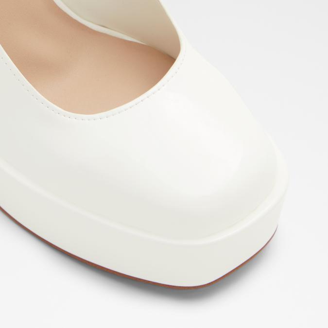 Anjie Women's Open White Block Heel Shoes image number 5