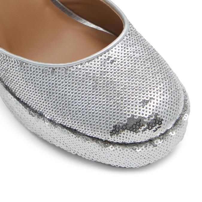 Anabelle Women's Silver Block Heel Shoes image number 5