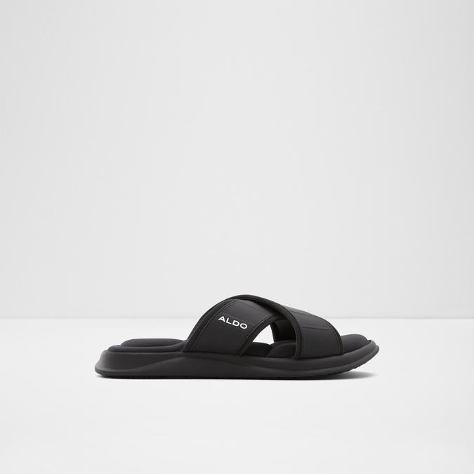 Dossio Men's Black Cross Strap Sandals