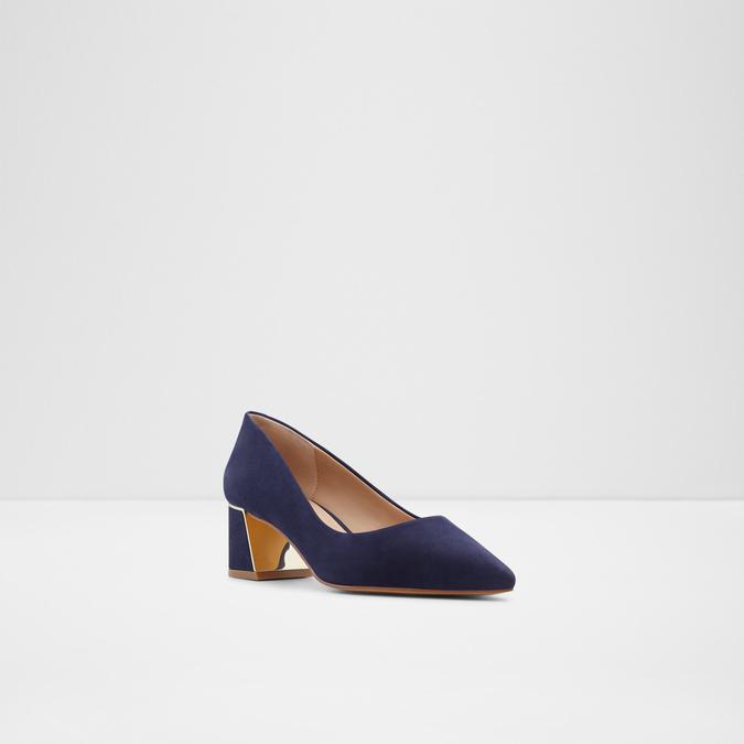 Elamaever Women's Navy Block Heel Shoes image number 3