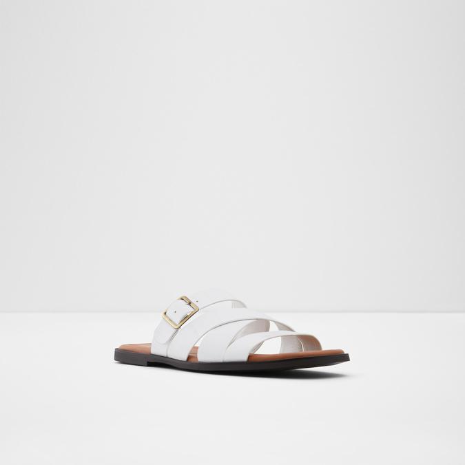 Dampel Men's White Cross Strap Sandals image number 3