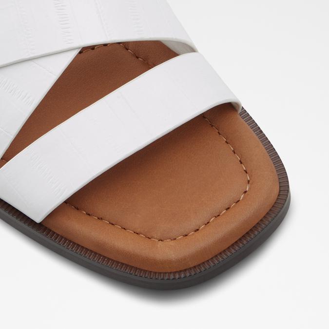 Dampel Men's White Cross Strap Sandals image number 4